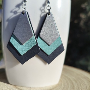 Ezüst -Türkiz gyémánt bőr füli  - Meska.hu