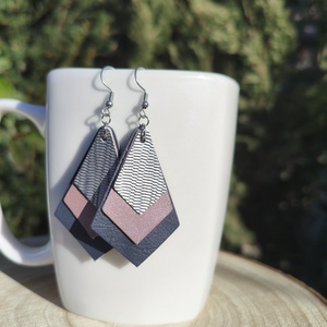 Ezüst -pasztell rózsaszín gyémánt bőr füli  - Meska.hu