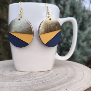 Napsárga félhold bőr füli  - ékszer - fülbevaló - lógós kerek fülbevaló - Meska.hu