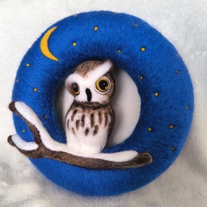 Tűnemezelt ajtódísz bagollyal  - otthon & életmód - dekoráció - ajtó- és ablak dekoráció - ajtódísz & kopogtató - Meska.hu