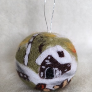 Tűnemezelt karácsonyfadísz - téli táj - karácsony - karácsonyi lakásdekoráció - karácsonyfadíszek - Meska.hu