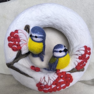 Tűnemezelt ajtódísz - kékcinegék - Meska.hu