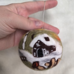 Tűnemezelt karácsonyfadísz - téli táj - karácsony - karácsonyi lakásdekoráció - karácsonyfadíszek - Meska.hu