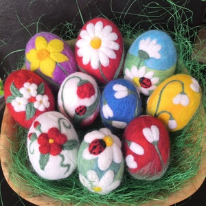 Tűnemezelt húsvéti tojások , Ünnepi díszek, dekorációk, Húsvéti díszek és dekorációk, Húsvéti tojás, hímestojás, Nemezelés, MESKA