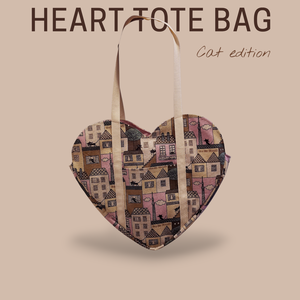 Heart Tote Bag / Cat edition, Táska & Tok, Bevásárlás & Shopper táska, Shopper, textiltáska, szatyor, Varrás, MESKA