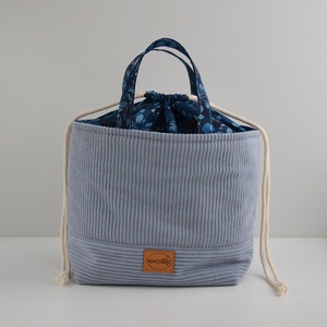 Nagy méretű behúzós projekt táska kézimunkához (világoskék kordbársony), Táska & Tok, Kézitáska & válltáska, Kézitáska, Varrás, MESKA