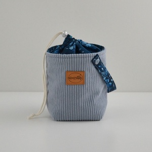 Kis méretű behúzós projekt táska kézimunkához (világoskék kordbársony), Táska & Tok, Kézitáska & válltáska, Kézitáska, Varrás, MESKA