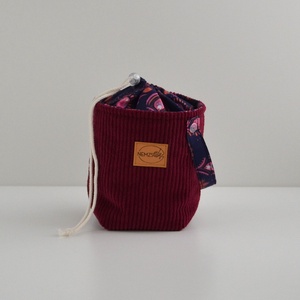 Kis méretű behúzós projekt táska kézimunkához (bordó kordbársony), Táska & Tok, Kézitáska & válltáska, Kézitáska, Varrás, MESKA