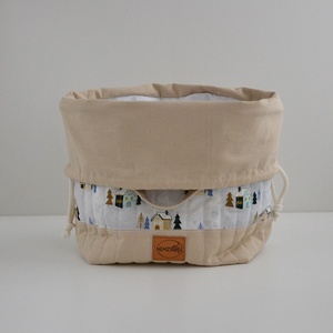 Nagy méretű behúzós projekt táska kézimunkához (téli házas) - táska & tok - kézitáska & válltáska - kézitáska - Meska.hu