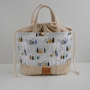 Nagy méretű behúzós projekt táska kézimunkához (téli házas), Táska & Tok, Kézitáska & válltáska, Kézitáska, Varrás, MESKA