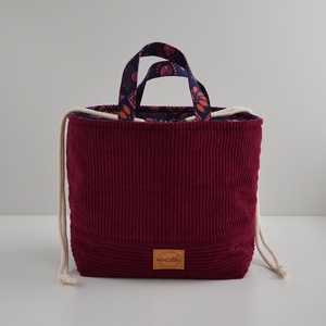 Nagy méretű behúzós projekt táska kézimunkához (bordó kordbársony), Táska & Tok, Kézitáska & válltáska, Kézitáska, Varrás, MESKA