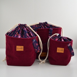 Nagy méretű behúzós projekt táska kézimunkához (bordó kordbársony) - táska & tok - kézitáska & válltáska - kézitáska - Meska.hu