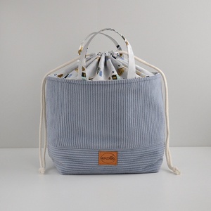 Nagy méretű behúzós projekt táska kézimunkához (világoskék téli házas kordbársony), Táska & Tok, Kézitáska & válltáska, Kézitáska, Varrás, MESKA