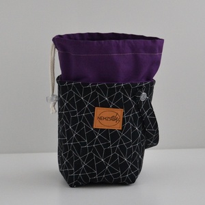 Kis méretű behúzós projekt táska kézimunkához (geometrikus lila behúzóval) - táska & tok - kézitáska & válltáska - kézitáska - Meska.hu