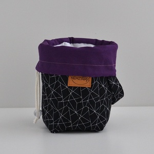 Kis méretű behúzós projekt táska kézimunkához (geometrikus lila behúzóval) - táska & tok - kézitáska & válltáska - kézitáska - Meska.hu