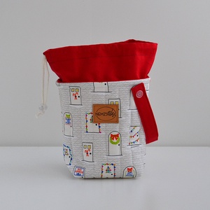 Kis méretű behúzós projekt táska kézimunkához (karácsonyi ajtós) - táska & tok - kézitáska & válltáska - kézitáska - Meska.hu