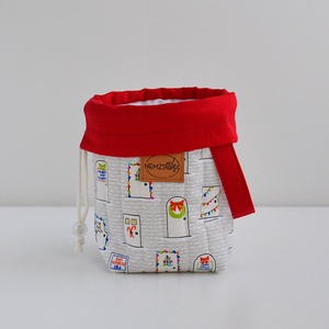 Kis méretű behúzós projekt táska kézimunkához (karácsonyi ajtós) - táska & tok - kézitáska & válltáska - kézitáska - Meska.hu