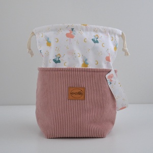 Közepes méretű behúzós projekt táska kézimunkához (rózsaszín kordbársony) - táska & tok - kézitáska & válltáska - kézitáska - Meska.hu