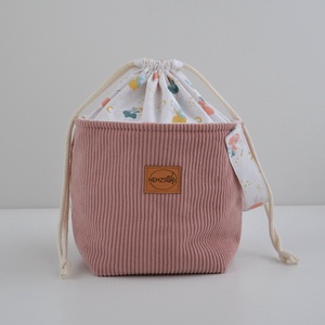 Közepes méretű behúzós projekt táska kézimunkához (rózsaszín kordbársony), Táska & Tok, Kézitáska & válltáska, Kézitáska, Varrás, MESKA