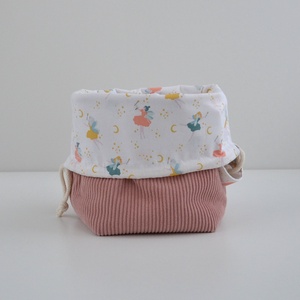 Közepes méretű behúzós projekt táska kézimunkához (rózsaszín kordbársony) - táska & tok - kézitáska & válltáska - kézitáska - Meska.hu