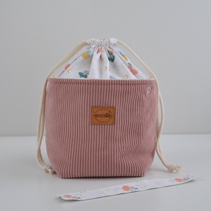 Közepes méretű behúzós projekt táska kézimunkához (rózsaszín kordbársony) - táska & tok - kézitáska & válltáska - kézitáska - Meska.hu