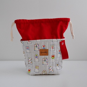 Közepes méretű behúzós projekt táska kézimunkához (karácsonyi ajtós) - táska & tok - kézitáska & válltáska - kézitáska - Meska.hu