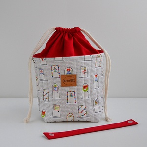 Közepes méretű behúzós projekt táska kézimunkához (karácsonyi ajtós) - táska & tok - kézitáska & válltáska - kézitáska - Meska.hu