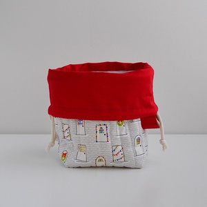 Közepes méretű behúzós projekt táska kézimunkához (karácsonyi ajtós) - táska & tok - kézitáska & válltáska - kézitáska - Meska.hu