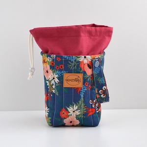 Kis méretű behúzós projekt táska kézimunkához (kék virágos) - táska & tok - kézitáska & válltáska - kézitáska - Meska.hu