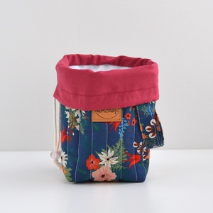 Kis méretű behúzós projekt táska kézimunkához (kék virágos) - táska & tok - kézitáska & válltáska - kézitáska - Meska.hu