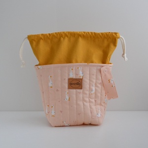 Közepes méretű behúzós projekt táska kézimunkához (barack libás) - táska & tok - kézitáska & válltáska - kézitáska - Meska.hu