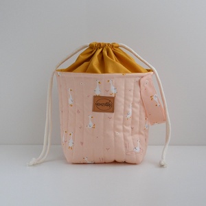 Közepes méretű behúzós projekt táska kézimunkához (barack libás), Táska & Tok, Kézitáska & válltáska, Kézitáska, Varrás, MESKA