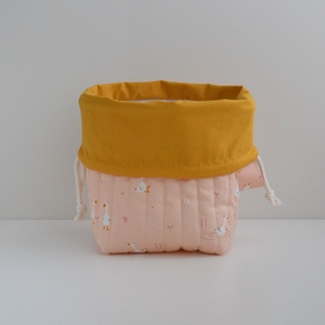 Közepes méretű behúzós projekt táska kézimunkához (barack libás) - táska & tok - kézitáska & válltáska - kézitáska - Meska.hu