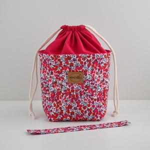 Közepes méretű behúzós projekt táska kézimunkához (Liberty Wiltshire Red Tana Lawn) - táska & tok - kézitáska & válltáska - kézitáska - Meska.hu