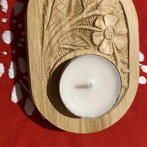 Kézműves faragott gyertyatartó, Otthon & Életmód, Gyertya, illat, aroma, Gyertyatartó, Famegmunkálás, MESKA