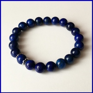 Lápisz lazuli ásványi karkötő, gömb alakú magas minőségű természetes féldrágakövekből. - Meska.hu