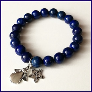 Lápisz lazuli ásványi karkötő, gömb alakú magas minőségű természetes féldrágakövekből. - Meska.hu