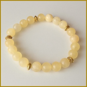 Sárga jáde ásvány karkötő, 8mm-es, magas minőségű természetes féldrágakövekből - Meska.hu
