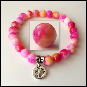 Babaváró karkötő, méz-barack-zebra jáde, 8mm-es, magas minőségű természetes féldrágakövekből - Meska.hu