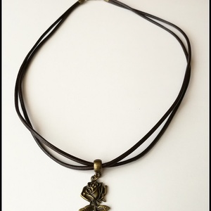 Egyedi, természetes bőr nyaklánc rózsa függővel - Meska.hu