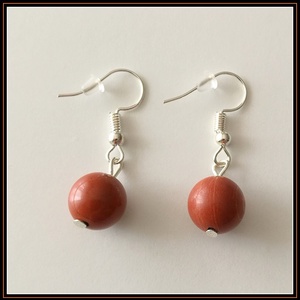 Vörös folyami jáspis ásvány fülbevaló - Meska.hu