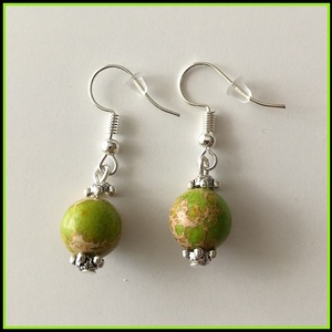 Zöld tengeri jáspis ásvány fülbevaló - Meska.hu