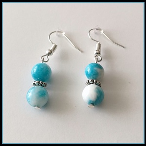 Kék-fehér zebra jáde ásvány fülbevaló - Meska.hu