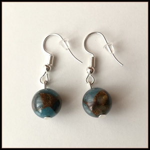 Tó kék gránát rekeszes ásvány fülbevaló, 1 cm-es, gömb alakú magas minőségű természetes féldrágakövekből - Meska.hu