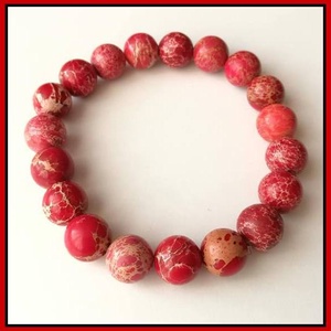 Imperial jáspis ásványi karkötő, 1 cm-es, gömb alakú magas minőségű természetes féldrágakövekből - Meska.hu