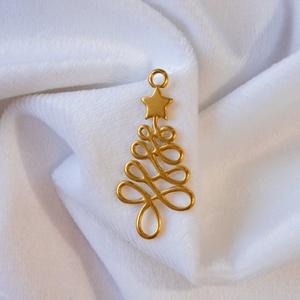 Karácsonyfa medálos nyaklánc � rozsdamentes acél, arany bevonat (18K), kásagyöngy - ékszer - nyaklánc - medálos nyaklánc - Meska.hu