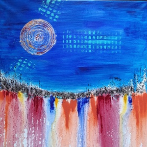 Vidám pillanatok, akrilfestmény,50x50 - Meska.hu