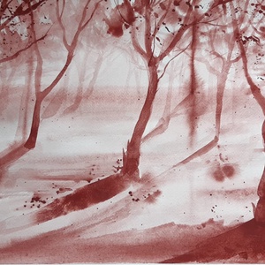 Monokróm tájkép,akvarell festmény, Művészet, Festmény, Akvarell, Festészet, MESKA