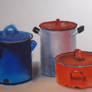 Nagyi edényei- pasztell festmény - Meska.hu