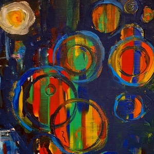 Tűzijáték, impresszió,festmény 40x30,k - művészet - festmény - akril - Meska.hu